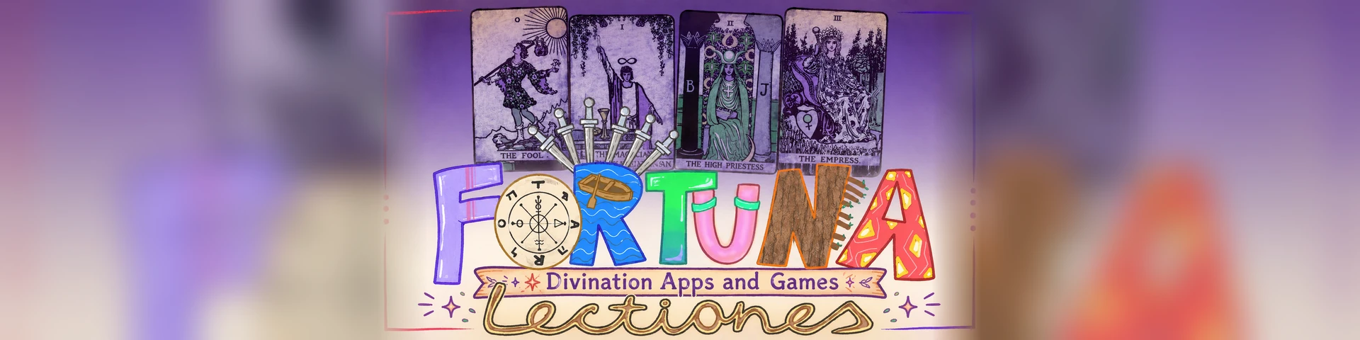 Fortuna Lectiones logo with the subtitle Divination Apps and Games, designed and created by Alexander Ennis